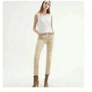 NILI LOTAN Mid Rise Khaki Wallpaper Print Denim Floral Size 29 Shipped via USPS